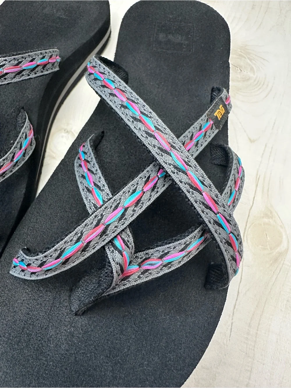Teva Women's Olowahu Black Strappy Sandals with Multicolor Accents